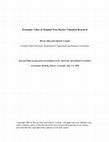 Research paper thumbnail of Economic Value of Original Non-Market Valuation Research