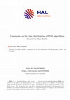 Research paper thumbnail of Comments on the bias distribution of PLR algorithms