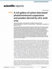 Research paper thumbnail of A rich gallery of carbon dots based photoluminescent suspensions and powders derived by citric acid/urea