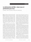 Research paper thumbnail of Les déclarations de Bâle : mises à jour et pertinentes pour tous