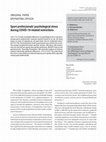 Research paper thumbnail of Sport professionals' psychological stress during Covid-19-related restrictions