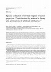 Research paper thumbnail of Special collection of invited original research papers on “Contributions by women in theory and applications of artificial intelligence”