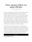 Research paper thumbnail of Turkey announces 2018 as year against child labor