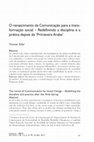 Research paper thumbnail of The revival of Communication for Social Change: redefining the discipline and practice after the 'Arab Spring