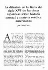 Research paper thumbnail of La difusión en la Italia del siglo XVI de las obras españolas sobre historia natural y materia médica americanas