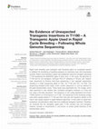 Research paper thumbnail of No Evidence of Unexpected Transgenic Insertions in T1190 – A Transgenic Apple Used in Rapid Cycle Breeding – Following Whole Genome Sequencing