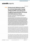 Research paper thumbnail of Protocol and reference values for minimal detectable change of MyotonPRO and ultrasound imaging measurements of muscle and subcutaneous tissue