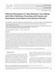 Research paper thumbnail of Different Phenotypes of a New Mutation: Two Siblings with ADA-2 Deficiency Presenting with Anemia and Neutropenia (Case Reports and Literature Review