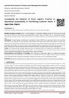 Research paper thumbnail of INVESTIGATING THE ADOPTION OF GREEN LOGISTICS PRACTICES ON OPERATIONAL SUSTAINABILITY IN FAST-MOVING CUSTOMER GOODS IN LAGOS STATE, NIGERIA