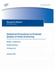 Research paper thumbnail of Statistical Procedures to Evaluate Quality of Scale Anchoring. Research Report. ETS RR-11-02