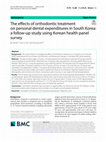 Research paper thumbnail of The effects of orthodontic treatment on personal dental expenditures in South Korea: a follow-up study using Korean health panel survey