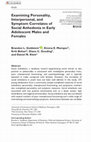 Research paper thumbnail of Examining Personality, Interpersonal, and Symptom Correlates of Social Anhedonia in Early Adolescent Males and Females