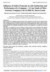 Research paper thumbnail of Influence of Safety Protocols on Job Satisfaction and Performance of a Company : A Case Study of Miro Forestry Company Ltd. in Mile 91, Sierra Leone