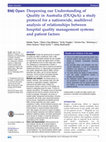 Research paper thumbnail of Deepening our Understanding of Quality in Australia (DUQuA): a study protocol for a nationwide, multilevel analysis of relationships between hospital quality management systems and patient factors