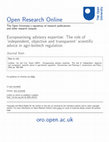 Research paper thumbnail of Europeanising Advisory Expertise: The Role of ‘Independent, Objective, and Transparent’ Scientific Advice in Agri-Biotech Regulation