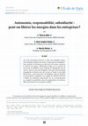 Research paper thumbnail of Autonomie, responsabilité, subsidiarité : peut-on libérer les énergies dans les entreprises ?