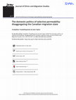 Research paper thumbnail of The domestic politics of selective permeability: disaggregating the Canadian migration state