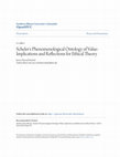 Research paper thumbnail of Scheler's phenomenological ontology of value: Implications & reflections for ethical theory