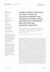 Research paper thumbnail of Location matters: LAG3 levels are lower in renal cell carcinoma metastatic sites compared to primary tumors, and expression at metastatic sites only may have prognostic importance