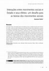 Research paper thumbnail of Interações entre movimentos sociais e Estado e seus efeitos: um desafio para as teorias dos movimentos sociais