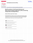 Research paper thumbnail of Brazil’s position in the Russia-Ukraine war: Balancing principled pragmatism while countering weaponized interdependence