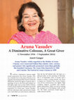 Research paper thumbnail of Aruna Vasudev A Diminutive Colossus, A Great Giver A Tribute by Amrit Gangar