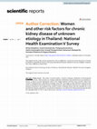 Research paper thumbnail of Author Correction: Women and other risk factors for chronic kidney disease of unknown etiology in Thailand: National Health Examination V Survey