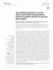 Research paper thumbnail of Gray Matter Densities in Limbic Areas and APOE4 Independently Predict Cognitive Decline in Normal Brain Aging