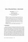 Research paper thumbnail of Safety of Household Robots - ethical doubts