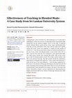 Research paper thumbnail of Effectiveness of Teaching in Blended Mode: A Case Study from Sri Lankan University System