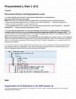 Research paper thumbnail of SAP Materials Management (Procurement I, Part 1 of 2: Lesson: Procurement Process and Organizational Levels)