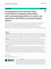 Research paper thumbnail of An exploratory cross-sectional study of the effects of ongoing relationships with accompanying patients on cancer care experience, self-efficacy, and psychological distress