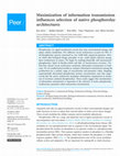 Research paper thumbnail of Maximization of information transmission influences selection of native phosphorelay architectures