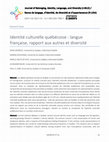 Research paper thumbnail of Identité culturelle québécoise : langue française, rapport aux autres et diversité