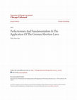 Research paper thumbnail of Perfectionism and Fundamentalism in the Application of the German Abortion Laws