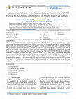 Research paper thumbnail of Optimization, Validation, and Application of a Quantitative GC/NPD Method for Acrylamide Determination in Yemeni Fried Fish Samples