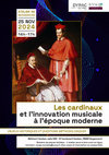 Research paper thumbnail of Atelier de recherche autour de la récente parution de l'ouvrage "Les cardinaux et l'innovation musicale à l'époque moderne" (Paris, Classiques Garnier, 2024), lundi 25 novembre 2024, 14h-17h, Université de Versailles-Saint-Quentin