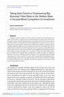 Research paper thumbnail of Taking back Control or Empowering Big Business? New Risks to the Welfare State in the post-Brexit Competition for Investment