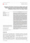 Research paper thumbnail of Comparison of the effects of intravenous analgesic agents used in the intraoperative period on pentraxin-3 levels in patients undergoing on-pump coronary artery bypass surgery