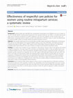 Research paper thumbnail of Effectiveness of respectful care policies for women using routine intrapartum services: a systematic review