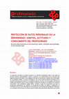 Research paper thumbnail of Protección De Datos Personales en La Universidad: Hábitos, Actitudes y Conocimiento Del Profesorado