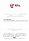 Research paper thumbnail of Approximation de la fonction de densité de probabilité d'un processus d'optimisation