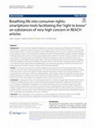 Research paper thumbnail of Breathing life into consumer rights: smartphone tools facilitating the “right to know” on substances of very high concern in REACH articles