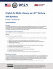 Research paper thumbnail of English for Media Literacy as a 21 st Century Skill Syllabus