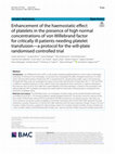 Research paper thumbnail of Enhancement of the haemostatic effect of platelets in the presence of high normal concentrations of von Willebrand factor for critically ill patients needing platelet transfusion—a protocol for the will-plate randomised controlled trial