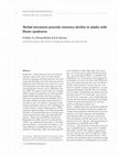 Research paper thumbnail of Verbal intrusions precede memory decline in adults with Down syndrome