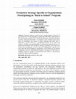 Research paper thumbnail of Promotion Strategy Specific to Organizations Participating in Back to School Program