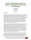 Research paper thumbnail of Diversity beliefs as a mediator to faculty attitudes toward students with disabilities