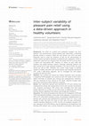 Research paper thumbnail of Inter-subject variability of pleasant pain relief using a data-driven approach in healthy volunteers