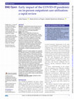 Research paper thumbnail of Early impact of the COVID-19 pandemic on in-person outpatient care utilisation: a rapid review